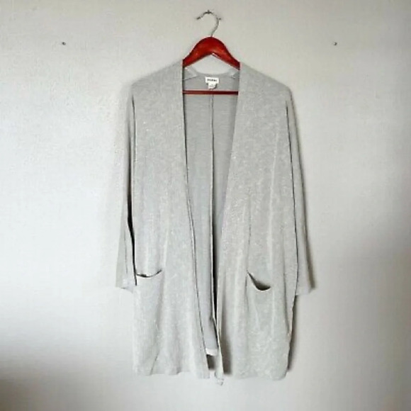 Donni Sandwash Gray Ribbed Open Front Cardigan Sweater OS - Picture 3 of 5